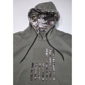 NEW Huntworth  Hoodie Pullover Mens 2XL Unique Flag 3D Smokey Olive Sweatshirt